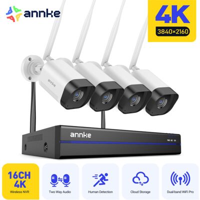 Kit De Vidéosurveillance Sécurité Sans Fil 8mp,16 Canaux Avec 4 Caméras,audio Bidirectionnel,vision Nocturne,détection Mouvement - Annke Kit De Vidéosurveillance Sécurité Sans Fil 8mp,16 Canaux Avec 4 Caméras,audio Bidirectionnel,vision Nocturne,détection Mouvement - Annke
