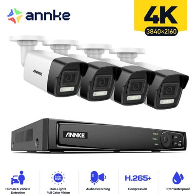 Annke Kit De Vidéosurveillance 4×8mp Cámaras Smart Doble Luz Alertas Movimiento Acceso Remoto Seguridad Vigilancia Cámaras Sistema Annke Kit De Vidéosurveillance 4×8mp Cámaras Smart Doble Luz Alertas Movimiento Acceso Remoto Seguridad Vigilancia Cámaras Sistema