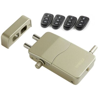 Cerradura De Seguridad Invisible Para Puerta Con Alarma Sonora, 4 Mandos A Distancia, Antirrobo, Anti Okupas, Cerradura Electrónica Para Puerta, Cerrojo Inalámbrico Dorado Ci10d-al - Arregui Cerradura De Seguridad Invisible Para Puerta Con Alarma Sonora, 4 Mandos A Distancia, Antirrobo, Anti Okupas, Cerradura Electrónica Para Puerta, Cerrojo Inalámbrico Dorado Ci10d-al - Arregui