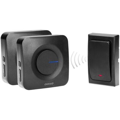 Orno Timbre Moderno Inalámbrico Negro Impermeable Ip44 Orno Timbre Moderno Inalámbrico Negro Impermeable Ip44