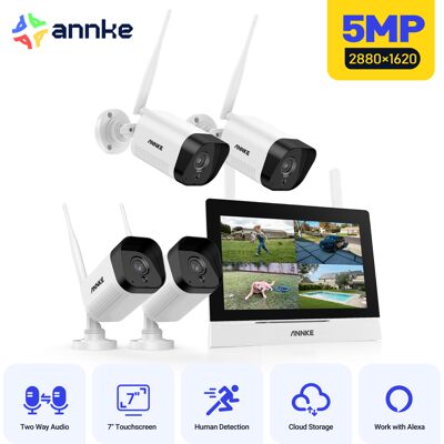 Kit Surveillance Sans Fil Avec Écran Lcd 7',4×5mp Wifi Caméras De Surveillance Extérieures 4ch 5mp Nvr Avec Écran Tactile Ips,vision Nocturne,audio Bidirectionnel,détection Humaine - Annke Kit Surveillance Sans Fil Avec Écran Lcd 7',4×5mp Wifi Caméras De Surveillance Extérieures 4ch 5mp Nvr Avec Écran Tactile Ips,vision Nocturne,audio Bidirectionnel,détection Humaine - Annke