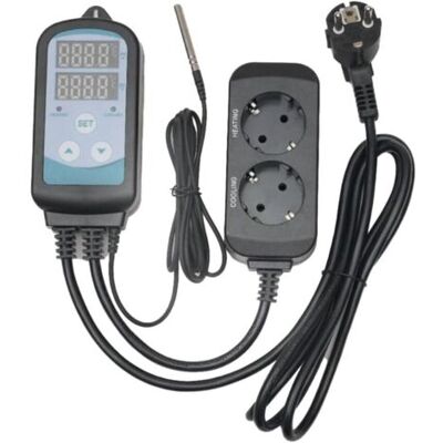 SANS MARQUE Termostato Digital Enchufable Con 2 Relés, Sonda De 220 V, Controlador De Temperatura Para Calefacción Y Refrigeración En Terrarios, Reptiles, Incubadoras, Invernaderos, Criaderos Y Sistemas De Elabor SANS MARQUE Termostato Digital Enchufable Con 2 Relés, Sonda De 220 V, Controlador De Temperatura Para Calefacción Y Refrigeración En Terrarios, Reptiles, Incubadoras, Invernaderos, Criaderos Y Sistemas De Elabor