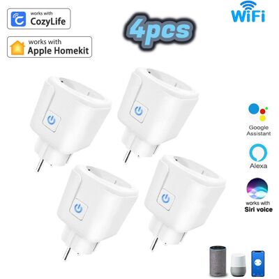 COOCHEER Enchufe Inteligente Con Amperímetro, Enchufe Wifi De 16 A, Enchufe Inteligente Compatible Con Cozylife+homekit Con Control De Voz, Control Remoto Por Aplicación, Temporizador/4 Piezas COOCHEER Enchufe Inteligente Con Amperímetro, Enchufe Wifi De 16 A, Enchufe Inteligente Compatible Con Cozylife+homekit Con Control De Voz, Control Remoto Por Aplicación, Temporizador/4 Piezas