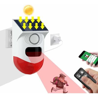 OEM Sirena De Alarma Estroboscópica Alimentada Por Energía Solar, Sirena De Alarma Para Exteriores Con Control Remoto Y Sensor De Movimiento, Sirena De Seguridad Con Sonido De 120 Db, Resistente Al Agua I OEM Sirena De Alarma Estroboscópica Alimentada Por Energía Solar, Sirena De Alarma Para Exteriores Con Control Remoto Y Sensor De Movimiento, Sirena De Seguridad Con Sonido De 120 Db, Resistente Al Agua I