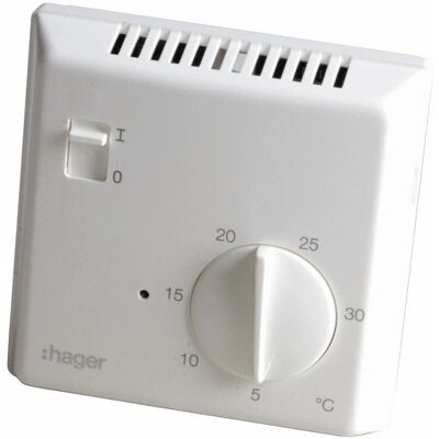 Hager Modelo 25513 Termostato - Electrónico, Ajustable 5-30°C Hager Modelo 25513 Termostato - Electrónico, Ajustable 5-30°C