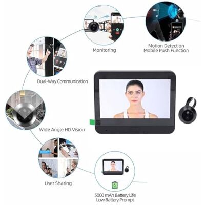 OEM Cámara Para Puerta, Wi-fi, Cámara Digital Inalámbrica Para Puerta, Pantalla Lcd De 4,3 Pulgadas, Vídeo 1080p, Timbre, Cámara, Comunicación Bidireccional, Visión Nocturna Infrarroja, Detección De Movim OEM Cámara Para Puerta, Wi-fi, Cámara Digital Inalámbrica Para Puerta, Pantalla Lcd De 4,3 Pulgadas, Vídeo 1080p, Timbre, Cámara, Comunicación Bidireccional, Visión Nocturna Infrarroja, Detección De Movim