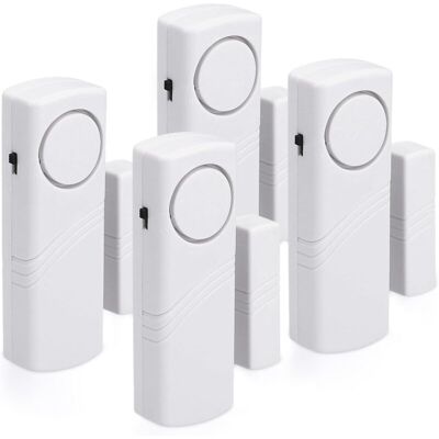 IKVZVKI Alarma Para Puertas Y Ventanas - Paquete De 4 Alarmas Inalámbricas Antirrobo - Seguridad Para El Hogar Contra Robos - Funcionamiento Magnético - 100 Db IKVZVKI Alarma Para Puertas Y Ventanas - Paquete De 4 Alarmas Inalámbricas Antirrobo - Seguridad Para El Hogar Contra Robos - Funcionamiento Magnético - 100 Db