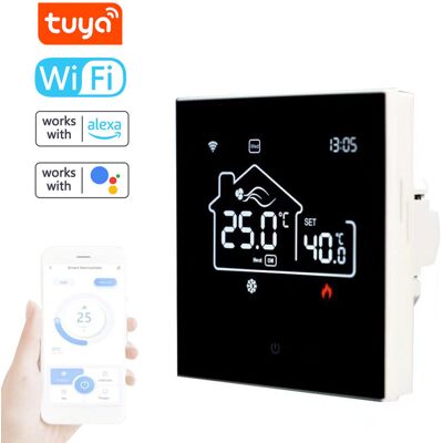 IROVAMI Termostato Inteligente Wifi Tuya Para Climatización Central, Calefacción Por Suelo Radiante Y Control Integral De La Temperatura. Pantalla Digital Y Aplicación Móvil Compatible Con Google Play. IROVAMI Termostato Inteligente Wifi Tuya Para Climatización Central, Calefacción Por Suelo Radiante Y Control Integral De La Temperatura. Pantalla Digital Y Aplicación Móvil Compatible Con Google Play.