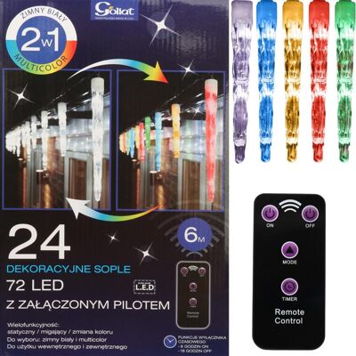 OEM Luces Decorativas Tipo Carámbano Con Control Remoto, 24 Unidades, Cambio De Color (2 En 1), Alimentación Eléctrica, Multifuncionales, Con Temporizador, Para Uso Interior Y Exterior. OEM Luces Decorativas Tipo Carámbano Con Control Remoto, 24 Unidades, Cambio De Color (2 En 1), Alimentación Eléctrica, Multifuncionales, Con Temporizador, Para Uso Interior Y Exterior.