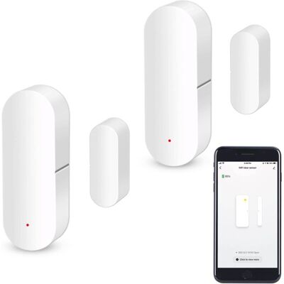 JALLERIA Sensor De Puerta Wifi, Sensor De Contacto Inteligente Para Ventana, Alarma Inalámbrica, Compatible Con Alexa Y Google Assistant, No Requiere Concentrador, Paquete De 2 JALLERIA Sensor De Puerta Wifi, Sensor De Contacto Inteligente Para Ventana, Alarma Inalámbrica, Compatible Con Alexa Y Google Assistant, No Requiere Concentrador, Paquete De 2