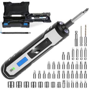 ENSOLEILLE Kit De Destornillador Eléctrico Inalámbrico Recargable De 4 V, Batería De Iones De Litio Recargable Por Usb, Puntas De Destornillador, Sunny ENSOLEILLE Kit De Destornillador Eléctrico Inalámbrico Recargable De 4 V, Batería De Iones De Litio Recargable Por Usb, Puntas De Destornillador, Sunny