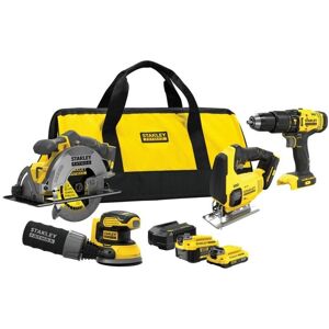 Stanley, Sfmck412mds, Set Herramientas Inalámbricas, Taladro Sierra Amoladora Multiherramienta, Sistema V20 20v, 2 Baterías, Cargador Y Bolsa, Negro Con Amarillo Stanley, Sfmck412mds, Set Herramientas Inalámbricas, Taladro Sierra Amoladora Multiherramienta, Sistema V20 20v, 2 Baterías, Cargador Y Bolsa, Negro Con Amarillo