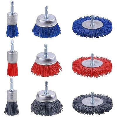 OEM A-set De 9 Cepillos Abrasivos De Alambre De Nailon, Cepillo De Taladro De Nailon Con Vástago Hexagonal De 1/4 Pulgadas, Herramientas Abrasivas Para Lijado De Madera, Cepillo De Taladro Para Eliminar Ó OEM A-set De 9 Cepillos Abrasivos De Alambre De Nailon, Cepillo De Taladro De Nailon Con Vástago Hexagonal De 1/4 Pulgadas, Herramientas Abrasivas Para Lijado De Madera, Cepillo De Taladro Para Eliminar Ó