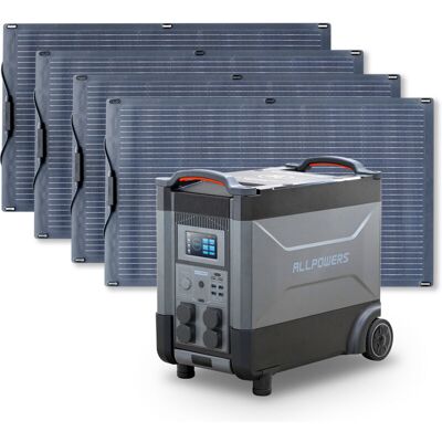 Allpowers Generador Solar R4000 Con Con 4 Paneles Solares De 100w, 3456wh Batería Lfp, 4 Salidas Ca 4000w (6000w Pico), Carga Rápida De 1.2h, Estación De Energía Portátil Para Viajes, Camping, Cortes Allpowers Generador Solar R4000 Con Con 4 Paneles Solares De 100w, 3456wh Batería Lfp, 4 Salidas Ca 4000w (6000w Pico), Carga Rápida De 1.2h, Estación De Energía Portátil Para Viajes, Camping, Cortes