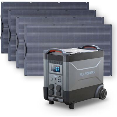 Allpowers Generador Solar R4000 Con Con 4 Paneles Solares De 200w, 3456wh Batería Lfp, 4 Salidas Ca 4000w (6000w Pico), Carga Rápida De 1.2h, Estación De Energía Portátil Para Viajes, Camping, Cortes Allpowers Generador Solar R4000 Con Con 4 Paneles Solares De 200w, 3456wh Batería Lfp, 4 Salidas Ca 4000w (6000w Pico), Carga Rápida De 1.2h, Estación De Energía Portátil Para Viajes, Camping, Cortes