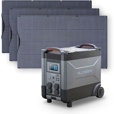 Allpowers Generador Solar R4000 Con Con 3 Paneles Solares De 200w, 3456wh Batería Lfp, 4 Salidas Ca 4000w (6000w Pico), Carga Rápida De 1.2h, Estación De Energía Portátil Para Viajes, Camping, Cortes Allpowers Generador Solar R4000 Con Con 3 Paneles Solares De 200w, 3456wh Batería Lfp, 4 Salidas Ca 4000w (6000w Pico), Carga Rápida De 1.2h, Estación De Energía Portátil Para Viajes, Camping, Cortes