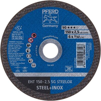 Pferd - Disque À Tronçonner Sg Steelox D150x2,5mm Ger.inox Foret.22,23mm (par 25) Pferd - Disque À Tronçonner Sg Steelox D150x2,5mm Ger.inox Foret.22,23mm (par 25)