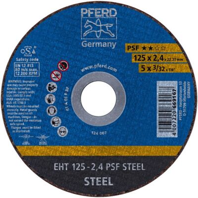 Pferd - Disco De Corte Psf Steel D125x2.4mm Recto Sta Taladro 22.23mm (por 25) Pferd - Disco De Corte Psf Steel D125x2.4mm Recto Sta Taladro 22.23mm (por 25)