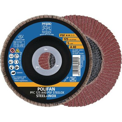 Pferd - Disco De Láminas Polifan A Psf Steelox D.125 Mm Granulado De Acero Cónico A-40 (paquete De 10) Pferd - Disco De Láminas Polifan A Psf Steelox D.125 Mm Granulado De Acero Cónico A-40 (paquete De 10)