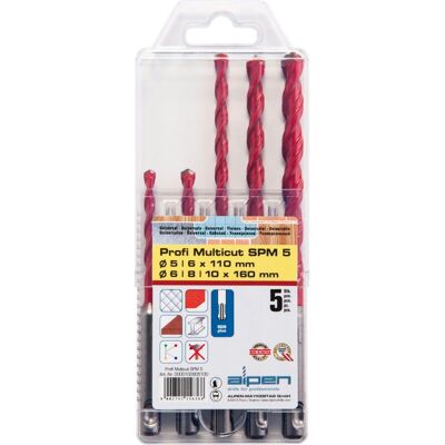 Alpen - Estuche Brocas Multiusos / Universal Sds Plus 5 Piezas Alpen - Estuche Brocas Multiusos / Universal Sds Plus 5 Piezas
