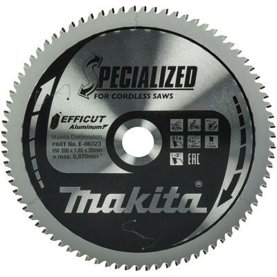 Hojas De Sierra Makita Efficut Para Aluminio 260 X 30 Mm - 81 Dientes Hojas De Sierra Makita Efficut Para Aluminio 260 X 30 Mm - 81 Dientes