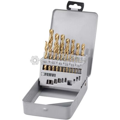 Fervi - Juego De Brocas Mango Cilindrico Autocentrantes Hss Tin 1 - 10 Mm P061 Fervi - Juego De Brocas Mango Cilindrico Autocentrantes Hss Tin 1 - 10 Mm P061