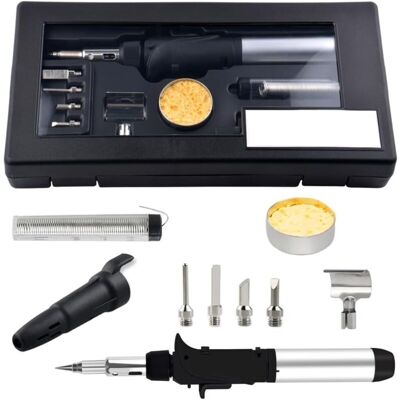 OEM Juego De Soldador De Gas, Kit De Antorcha De Soldadura Inalámbrica Portátil Con 6 Puntas Intercambiables Y Alambre De Estaño, Multifucional Para Soldadura De Pirografía OEM Juego De Soldador De Gas, Kit De Antorcha De Soldadura Inalámbrica Portátil Con 6 Puntas Intercambiables Y Alambre De Estaño, Multifucional Para Soldadura De Pirografía