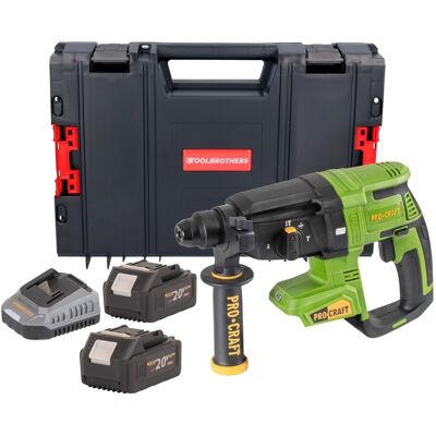 Martillo Perforador A Batería Procraft Pha40bb De 20 V, 2,6 J, Sds Plus, Sin Escobillas + 2 Baterías De 4,0 Ah + Cargador + Maletín Rhino Martillo Perforador A Batería Procraft Pha40bb De 20 V, 2,6 J, Sds Plus, Sin Escobillas + 2 Baterías De 4,0 Ah + Cargador + Maletín Rhino