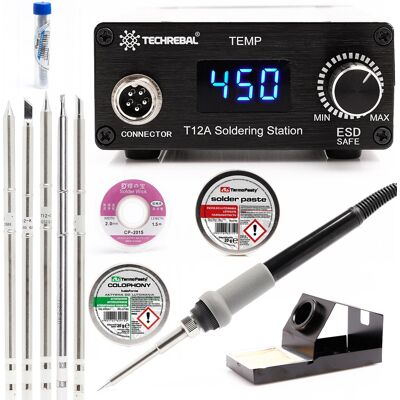 OEM Estación De Soldadura Techrebal T12a De 75 W + Puntas (t12-dl32, T12-cf4, T12-k, T12-b) + (estaño + Pasta De Soldar + Resina + Trenza De 2 Mm) OEM Estación De Soldadura Techrebal T12a De 75 W + Puntas (t12-dl32, T12-cf4, T12-k, T12-b) + (estaño + Pasta De Soldar + Resina + Trenza De 2 Mm)