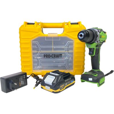 Taladro Atornillador A Batería Procraft Pa18pro2-1b-c 20 V 30 Nm Sin Escobillas + 1 Batería De 2,0 Ah + Cargador + Juego De 13 Puntas + Maletín Taladro Atornillador A Batería Procraft Pa18pro2-1b-c 20 V 30 Nm Sin Escobillas + 1 Batería De 2,0 Ah + Cargador + Juego De 13 Puntas + Maletín