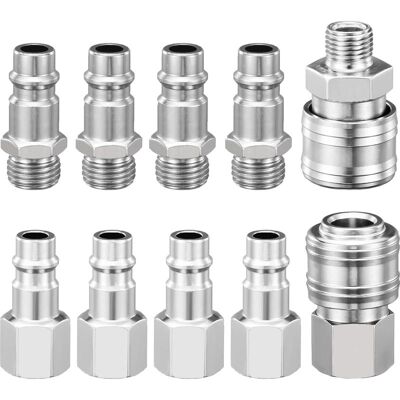 ZVD Conector Rápido Neumático De 1/4", Conexión Para Pistola De Aire Comprimido/manguera De Compresor De Aire, Boquilla Para Compresor De Aire, 10 Unidades. ZVD Conector Rápido Neumático De 1/4", Conexión Para Pistola De Aire Comprimido/manguera De Compresor De Aire, Boquilla Para Compresor De Aire, 10 Unidades.
