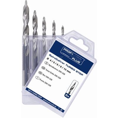Bohrcraft - MG5 TURBO STEP HSS-G - DIN 338 - 4-10 mm - conjunto de brocas Bohrcraft - MG5 TURBO STEP HSS-G - DIN 338 - 4-10 mm - conjunto de brocas