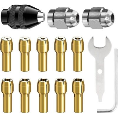 OEM Juego De 15 Pinzas Para Taladro Dremel, Portabrocas De Cambio Rápido De 1/32" A 1/8", 4486, Con Pinza De Latón De Repuesto 4485 Y Tuerca Metálica. OEM Juego De 15 Pinzas Para Taladro Dremel, Portabrocas De Cambio Rápido De 1/32" A 1/8", 4486, Con Pinza De Latón De Repuesto 4485 Y Tuerca Metálica.