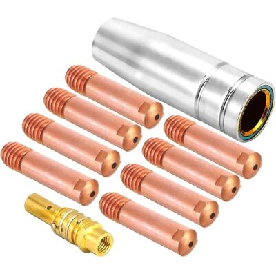 DPZO Consumibles Para Soldadora Mig, Accesorio Para Antorcha 15ak: 1 Boquilla De Gas Cónica, 10 Tubos De Contacto M6 De 1,0 Mm, 1 Soporte Para Tubo De Contacto. Apto Para Máquina De Soldar Con Antorcha 15a DPZO Consumibles Para Soldadora Mig, Accesorio Para Antorcha 15ak: 1 Boquilla De Gas Cónica, 10 Tubos De Contacto M6 De 1,0 Mm, 1 Soporte Para Tubo De Contacto. Apto Para Máquina De Soldar Con Antorcha 15a