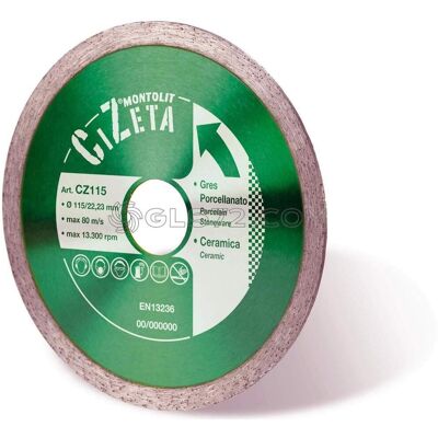 Cuchilla de Diamante Montolit CZ125 - 125mm para Porcelana y Cerámica Cuchilla de Diamante Montolit CZ125 - 125mm para Porcelana y Cerámica
