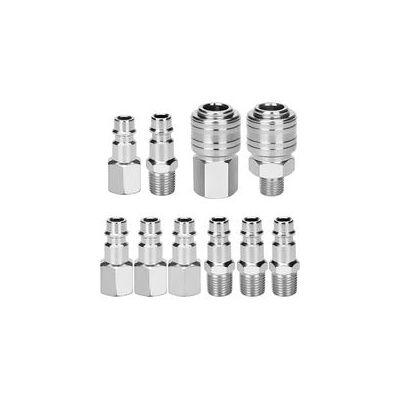 ZVD Accesorios Para Compresor, Conector Rápido Neumático Euro 1/4" Bsp, Kit Compresor Neumático, Conector Macho Y Hembra Para Tubos De Aire Comprimido (10 Piezas) ZVD Accesorios Para Compresor, Conector Rápido Neumático Euro 1/4" Bsp, Kit Compresor Neumático, Conector Macho Y Hembra Para Tubos De Aire Comprimido (10 Piezas)