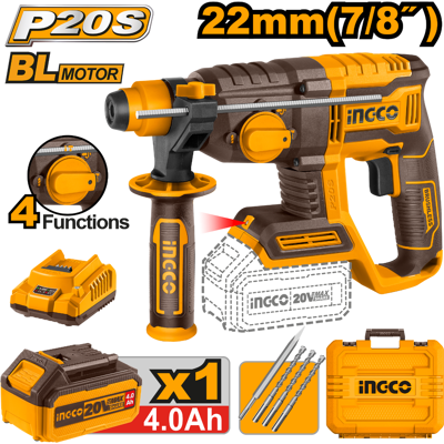 Ingco Martillo Combinado Li-ion 20 V 2,0j Crhli202081 + Batería 4 Ah + Cargador Ingco Martillo Combinado Li-ion 20 V 2,0j Crhli202081 + Batería 4 Ah + Cargador