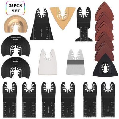 OEM Juego De 25 Hojas De Sierra Universales Para Herramientas Oscilantes – Para Cortes Precisos En Madera Y Plástico – Compatible Con Fein, Dremel, Bosch, Makita Y Dewalt OEM Juego De 25 Hojas De Sierra Universales Para Herramientas Oscilantes – Para Cortes Precisos En Madera Y Plástico – Compatible Con Fein, Dremel, Bosch, Makita Y Dewalt