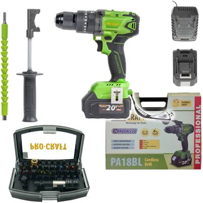 Taladro Atornillador De Impacto A Batería Procraft Pa18bl 20 V 50 Nm Sin Escobillas + 2 Baterías De 4,0 Ah + Cargador + Maletín Taladro Atornillador De Impacto A Batería Procraft Pa18bl 20 V 50 Nm Sin Escobillas + 2 Baterías De 4,0 Ah + Cargador + Maletín