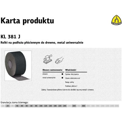 Rollo abrasivo de óxido de aluminio Klingspor - 200mm x 30m - Grano 40 Rollo abrasivo de óxido de aluminio Klingspor - 200mm x 30m - Grano 40