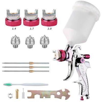 TREETALK Pistola De Pintura Profesional, Kit De Pistola De Pulverización De Aire De Alta Presión, Pistola De Pintura Neumática Hvlp De 600 Cc Con Alimentación Por Gravedad, Boquillas De 1,4 Mm/1,7 Mm/2,0 Mm (r TREETALK Pistola De Pintura Profesional, Kit De Pistola De Pulverización De Aire De Alta Presión, Pistola De Pintura Neumática Hvlp De 600 Cc Con Alimentación Por Gravedad, Boquillas De 1,4 Mm/1,7 Mm/2,0 Mm (r