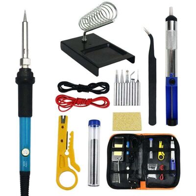 OEM Juego De Soldador Electrónico De 15 Piezas, Herramienta De Soldadura De Temperatura Ajustable De 60 W, 5 Puntas De Soldadura, Bomba Desoldadora, Soporte Para Soldador, Pinzas - Crezuo OEM Juego De Soldador Electrónico De 15 Piezas, Herramienta De Soldadura De Temperatura Ajustable De 60 W, 5 Puntas De Soldadura, Bomba Desoldadora, Soporte Para Soldador, Pinzas - Crezuo