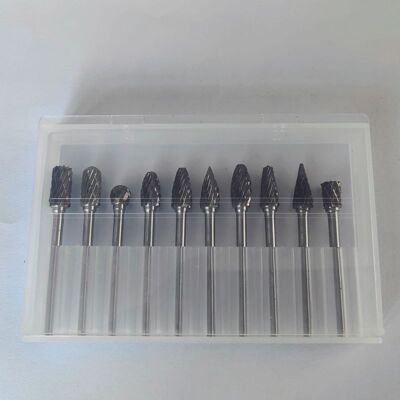 OEM Juego De 10 Fresas Rotativas De Carburo De Tungsteno, Fresa Rotativa De Doble Corte Con Vástago De 3 Mm, Kit De Herramientas Para Pulir, Taladrar, Desbastar Y Grabar Metales, Madera Y Jade. OEM Juego De 10 Fresas Rotativas De Carburo De Tungsteno, Fresa Rotativa De Doble Corte Con Vástago De 3 Mm, Kit De Herramientas Para Pulir, Taladrar, Desbastar Y Grabar Metales, Madera Y Jade.