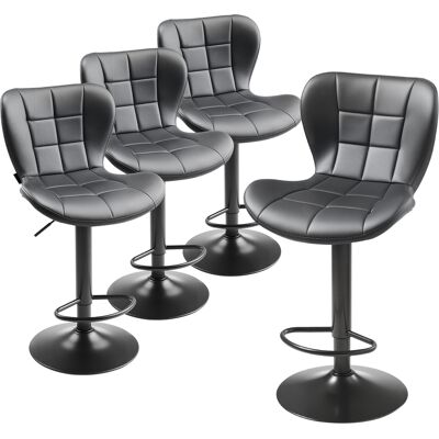 Vevor Juego De 4 Taburetes De Bar Modernos De Piel Sintetica, Con Rotación De 360°, Respaldo Y Reposapies, Altura Ajustable, Carga De 149,7 Kg, Para Comedor, Color Negro, 470 X 535 X 890/1100 Mm Vevor Juego De 4 Taburetes De Bar Modernos De Piel Sintetica, Con Rotación De 360°, Respaldo Y Reposapies, Altura Ajustable, Carga De 149,7 Kg, Para Comedor, Color Negro, 470 X 535 X 890/1100 Mm