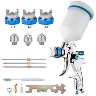 YMYNY Pistola De Pintura Profesional, Kit De Pistola De Pulverización De Aire De Alta Presión, Pistola De Pintura Neumática Hvlp De 600 Cc Con Alimentación Por Gravedad, Boquillas De 1,4 Mm/1,7 Mm/2,0 Mm (a YMYNY Pistola De Pintura Profesional, Kit De Pistola De Pulverización De Aire De Alta Presión, Pistola De Pintura Neumática Hvlp De 600 Cc Con Alimentación Por Gravedad, Boquillas De 1,4 Mm/1,7 Mm/2,0 Mm (a