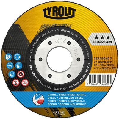 TYROLIT - Cerabond X115x4mm CA24Q-BFK - disco abrasivo TYROLIT - Cerabond X115x4mm CA24Q-BFK - disco abrasivo