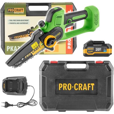 Sierra De Podar A Batería Procraft Pka35, Sierra De Cadena De 20 V, 152 Mm, Sin Escobillas + 1 Batería De 4,0 Ah + Cargador + Maletín Sierra De Podar A Batería Procraft Pka35, Sierra De Cadena De 20 V, 152 Mm, Sin Escobillas + 1 Batería De 4,0 Ah + Cargador + Maletín