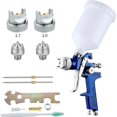 TREETALK Pistola De Pintura Profesional, Kit De Pistola De Pulverización De Aire De Alta Presión, Pistola De Pintura Neumática De Alimentación Por Gravedad Hvlp De 600 Cc, Boquillas De 1,7 Mm/2,0 Mm (2 Tamaños TREETALK Pistola De Pintura Profesional, Kit De Pistola De Pulverización De Aire De Alta Presión, Pistola De Pintura Neumática De Alimentación Por Gravedad Hvlp De 600 Cc, Boquillas De 1,7 Mm/2,0 Mm (2 Tamaños