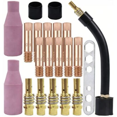 SIOKS 21 Piezas: Boquillas De Contacto Mb15 15ak M6, Soportes De Boquillas, Difusores, Boquillas Cerámicas Y Cuello De Antorcha Para Antorcha De Soldadura Mig/mag Mb15 15ak (piezas De Desgaste) (boquilla De SIOKS 21 Piezas: Boquillas De Contacto Mb15 15ak M6, Soportes De Boquillas, Difusores, Boquillas Cerámicas Y Cuello De Antorcha Para Antorcha De Soldadura Mig/mag Mb15 15ak (piezas De Desgaste) (boquilla De