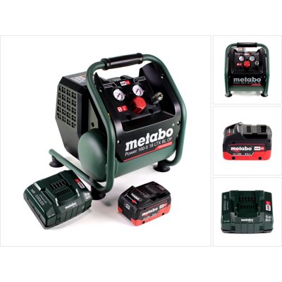 Metabo Power 160-5 18 Ltx Bl Of Compresor Sin Cable 18 V 8,0 Bar Sin Escobillas + 1x Batería Lihd 8,0 Ah + Cargador Metabo Power 160-5 18 Ltx Bl Of Compresor Sin Cable 18 V 8,0 Bar Sin Escobillas + 1x Batería Lihd 8,0 Ah + Cargador